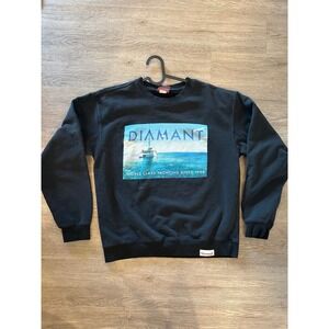 Diamond Supply Co Mens Black Diamant Yachting Graphic Crewneck Sweatshirt Large